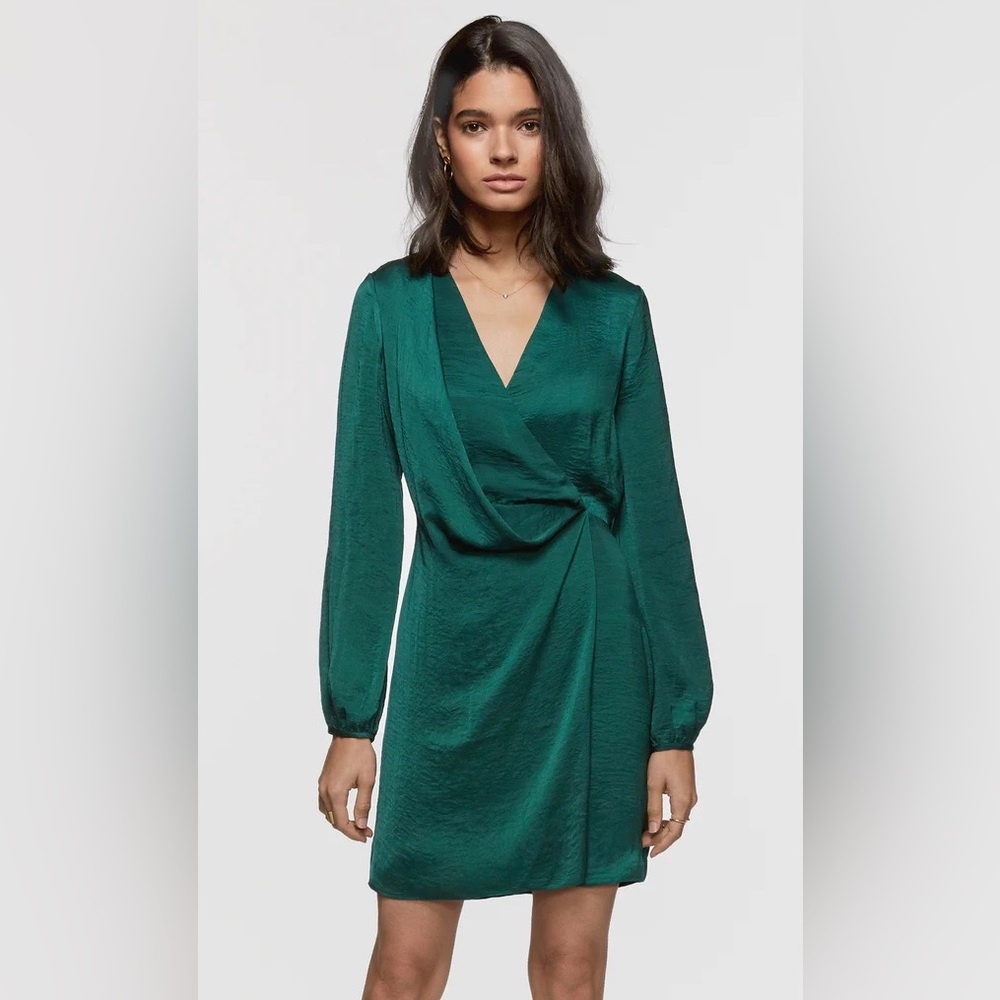 Greylin Tazanna Drape Front Long Sleeve Dress, size L